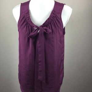 LOFT Purple Sleeveless Tie Front Blouse